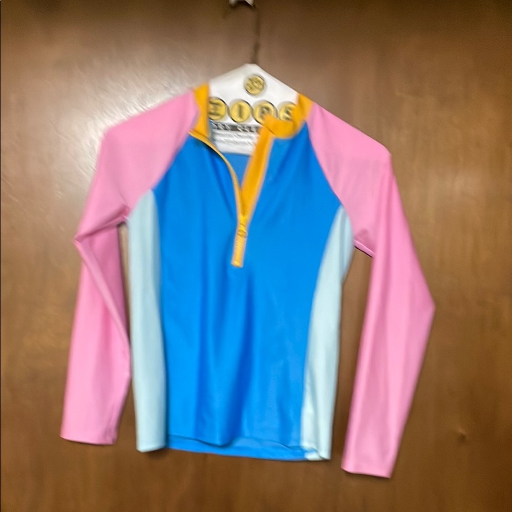 DSG Blue and Pink Rashguard Swim Top UV Protection